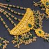 Royal Gold-Plated Bridal Jewelry Set with Green & Pearl Beads